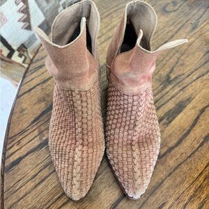 Free People Woven Suede Ankle Boots • Tan / Camel